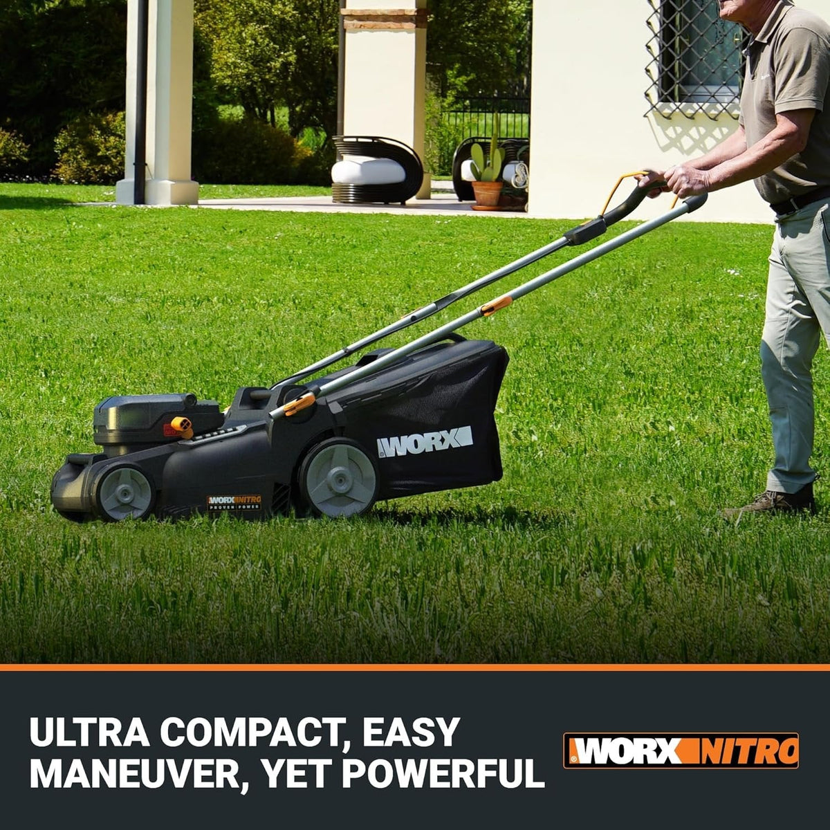 WORX Nitro 40V 16″ Cordless Lawn Mower w/Brushless Motor 2.0 & Intellicut