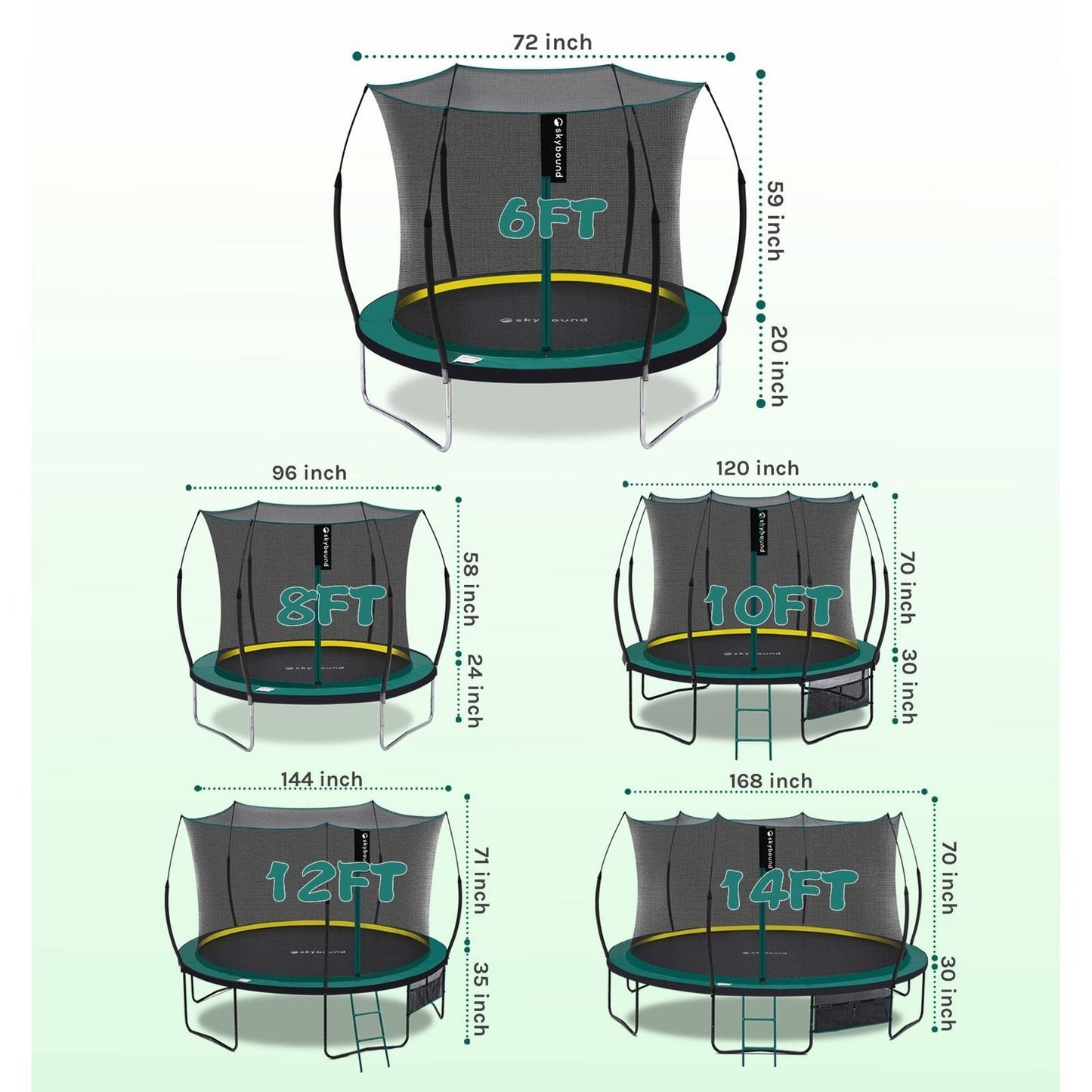 SkyBound 6ft outdoor Trampoline without springs, toddler springless trampoline with net for Kids and Adults, springless Trampoline with Enclosure for Backyard Indoor and Outdoor