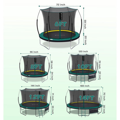SkyBound 6ft outdoor Trampoline without springs, toddler springless trampoline with net for Kids and Adults, springless Trampoline with Enclosure for Backyard Indoor and Outdoor