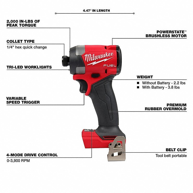 MILWAUKEE Cordless Tool Combination Kit: 7 Tools, 18 V DC Volt, Battery Included, M18 FUEL™, M18™