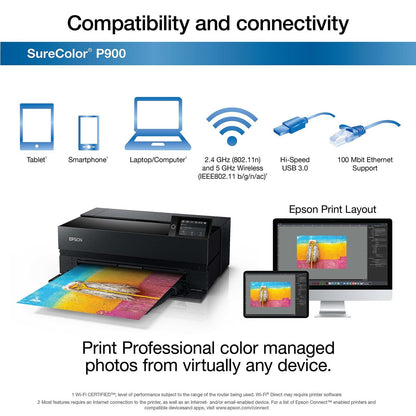 Epson SureColor SC‐P900 Large Format Printer Wi-Fi Inkjet Colour 5760 x 1440 DPI A3 (297 x 420 mm) Ethernet LAN