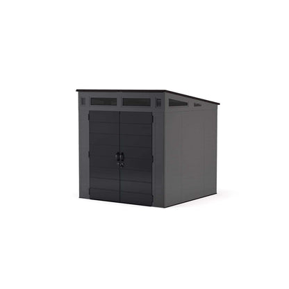 Suncast Modernist 7 ft. x 7 ft. Resin Vertical Pent Storage Shed with Floor Kit
