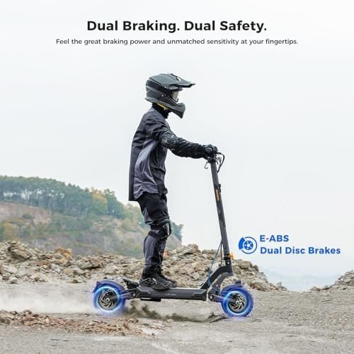 Ausom 2000W Dual Motor Folding Electric Scooter for Adults, Off Road Dual Motor E-Scooter with E-ABS and Dual Disc Brakes, 40Mph Top Speed, 56 Miles Max Range