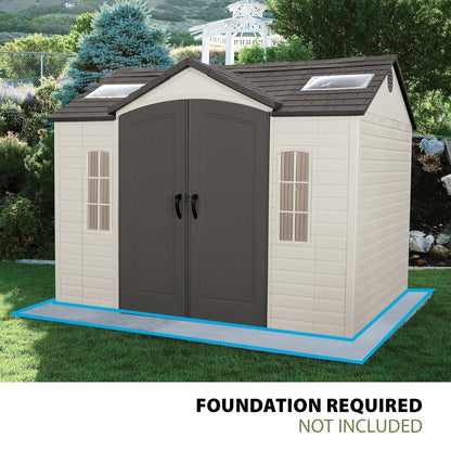 Lifetime Lockable Polyethylene Outdoor Storage Shed, 10′ x 8′, Tan & Brown (60005)